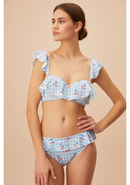 Fırfırlı Desenli Bikini Alt
