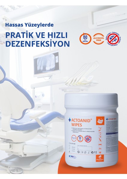 Actoanıd® Wıpes 100 Mendil | Alkole Hassas Yüzeyler Için Kullanıma Hazır Dezenfeksiyon Mendili