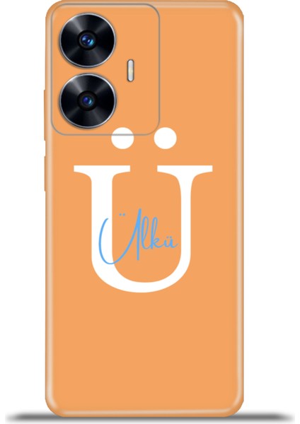 Realme C55 Kılıf Silikon Esnek Kamera Koruma Kişiye Özel Isim Harf Zao Turuncu - Ü