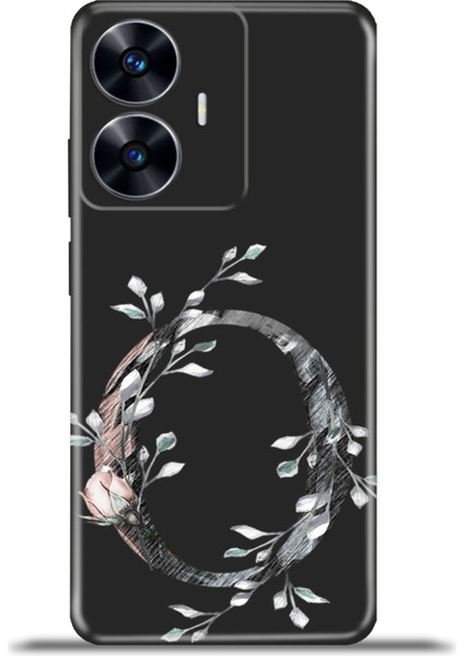 Realme C55 Kılıf Esnek Silikon Kamera Koruma Kişiye Özel Harfler Flora - O Harfi