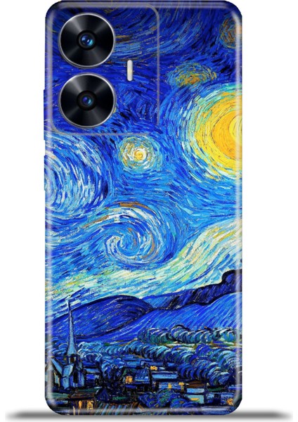Realme C55 Kılıf Esnek Silikon Kamera Koruma 4K Desenli Özel Tasarım - Yıldızlı Gece