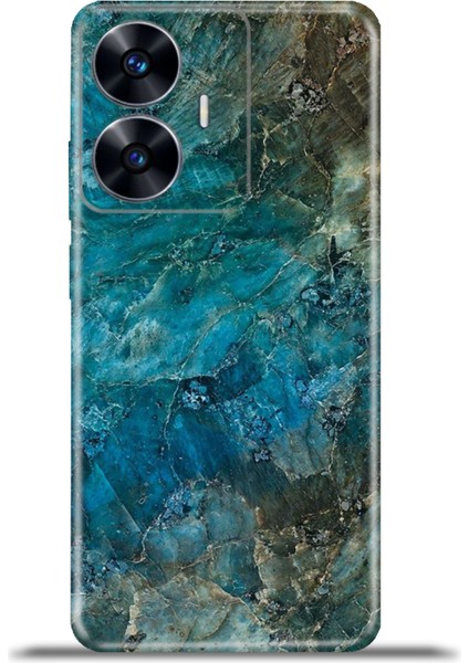 Realme C55 Kılıf Esnek Silikon Kamera Koruma 4K Desenli Özel Tasarım - Mavi Mermer
