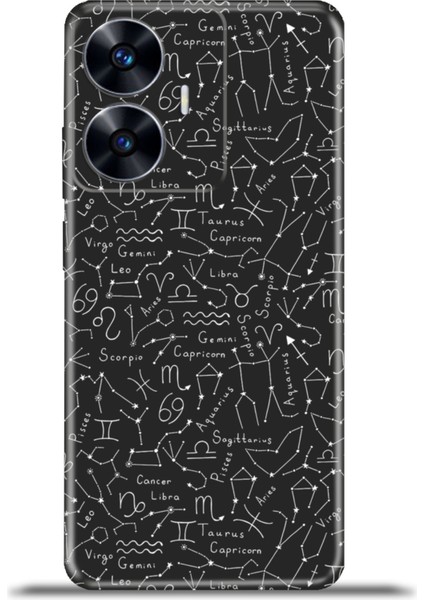 Realme C55 Kılıf Esnek Silikon Kamera Koruma 4K Desenli Özel Tasarım - White Zodiac Sign