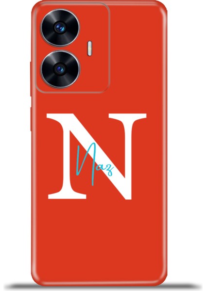 Realme C55 Kılıf Silikon Esnek Kamera Koruma Kişiye Özel Isim Harf Zao Kırmızı - N