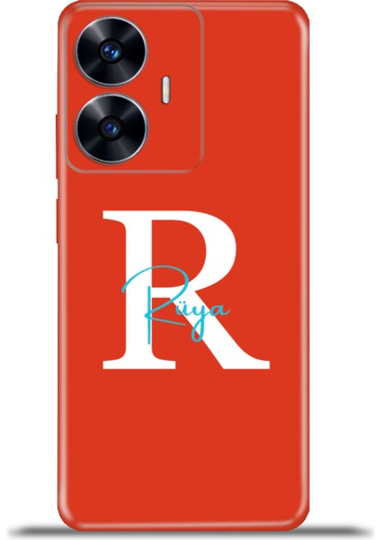 Realme C55 Kılıf Silikon Esnek Kamera Koruma Kişiye Özel Isim Harf Zao Kırmızı - R