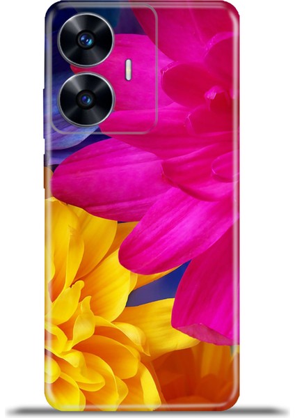 Realme C55 Kılıf Esnek Silikon Kamera Koruma 4K Desenli Özel Tasarım - Yıldız Çiçeği