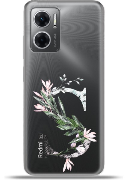 Xiaomi Redmi 10 5g Kılıf Esnek Silikon Kamera Koruma Kişiye Özel Harfler Flora - Ş Harfi