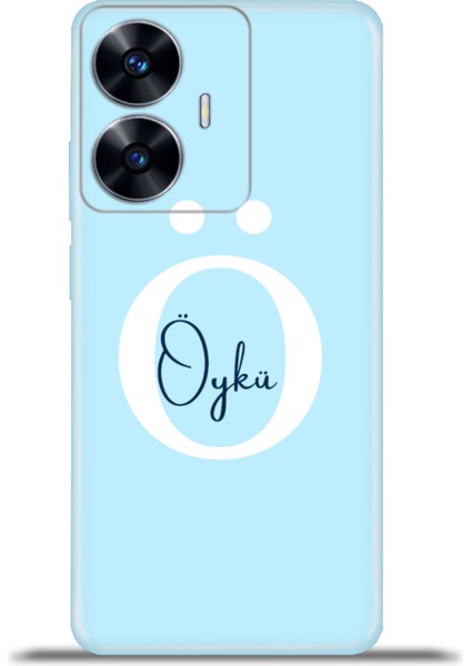 Realme C55 Kılıf Silikon Esnek Kamera Koruma Kişiye Özel Isim Harf Zao Mavi - Ö