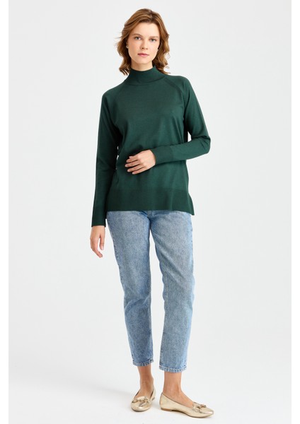 Kadın Yarım Balıkçı Yaka Kolları Yırtmaçlı Kazak Nefti fırsatları