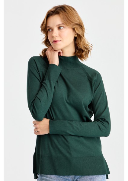 Kadın Yarım Balıkçı Yaka Kolları Yırtmaçlı Kazak Nefti indirimleri