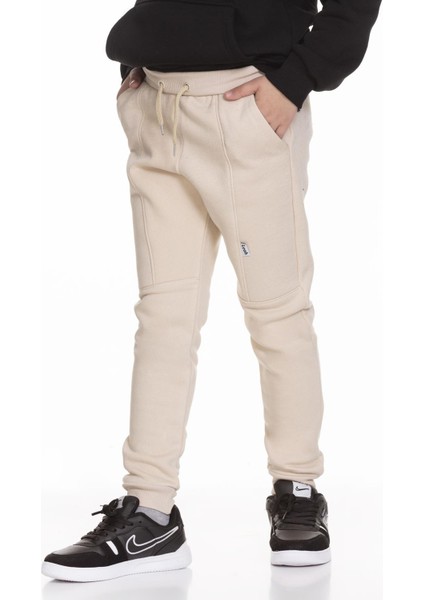 Kalın Jogger Cepli Unisex Çocuk Eşofman Altı Bej