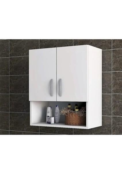 ÇAMAŞIR MAKİNASI ÜST BANYO DOLABI BEYAZ -MDF- 2 KAPAKLI KULPLU DOLAP mo1 fiyatları