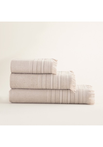 Derin Banyo Havlusu 100X150 cm Bej/koyu Bej/ekru