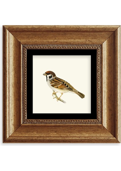 Daldaki Serçe Çerçeveli Taş Tablo