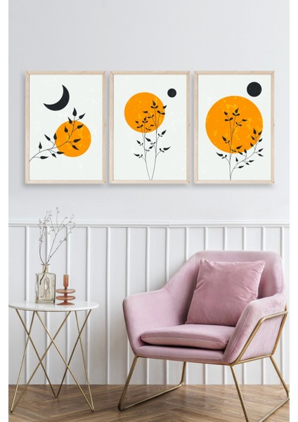 Manzara Üçlü Ahşap Çerçeveli Tablo fiyatları