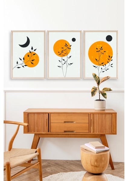 Manzara Üçlü Ahşap Çerçeveli Tablo modelleri