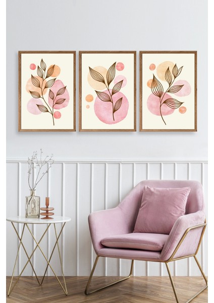 Çiçek Desenli Üçlü Ahşap Çerçeveli Tablo fiyatları