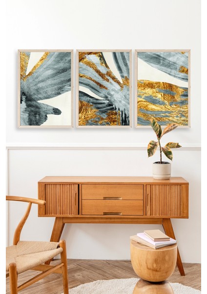 Manzara Üçlü Ahşap Çerçeveli Tablo modelleri