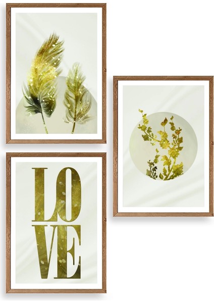 Manzara Üçlü Ahşap Çerçeveli Tablo