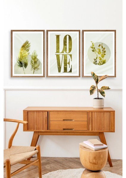 Manzara Üçlü Ahşap Çerçeveli Tablo modelleri