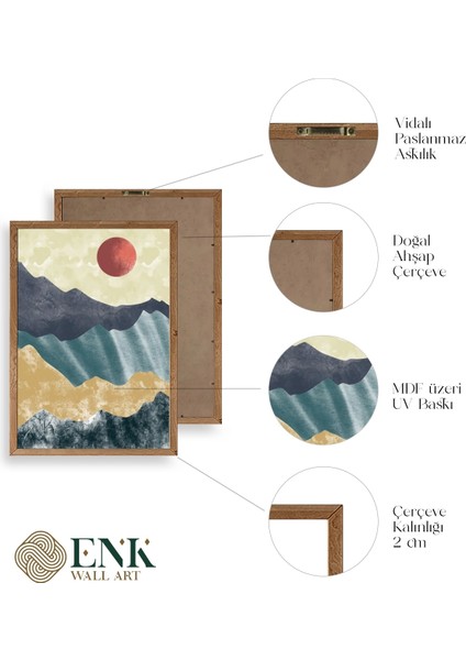 Manzara Üçlü Ahşap Çerçeveli Tablo fırsatları