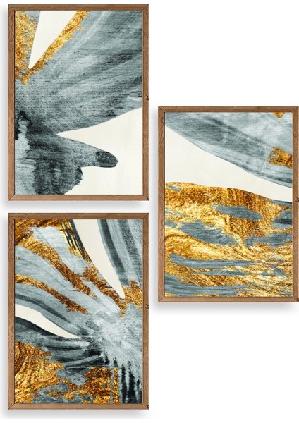 Manzara Üçlü Ahşap Çerçeveli Tablo