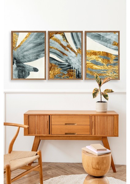 Manzara Üçlü Ahşap Çerçeveli Tablo modelleri