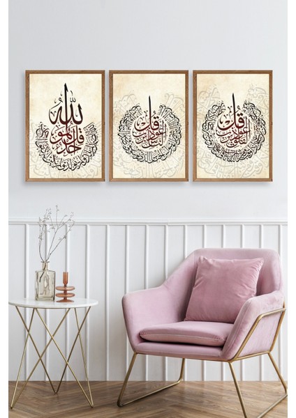 Hat Sanatı Üçlü Ahşap Çerçeveli Tablo fiyatları