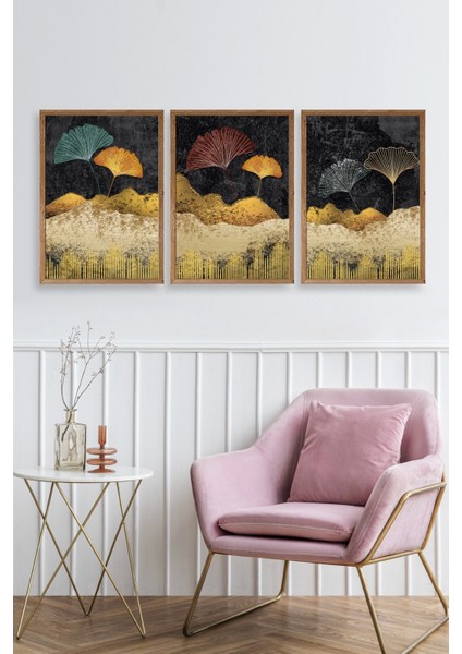 Manzara Üçlü Ahşap Çerçeveli Tablo fiyatları