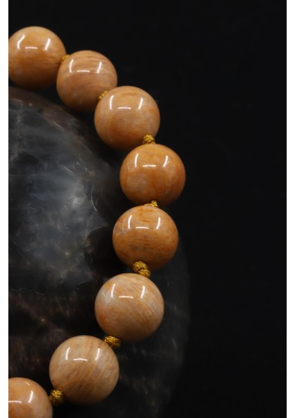 Şeftali Ay Taşı Doğal Taş Makrome Örme Bileklik fiyatları