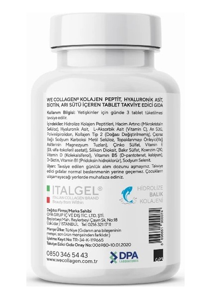 Wecollagen® With Type-2 Collagen Erkek, Balık Kolajeni 45 Tablet