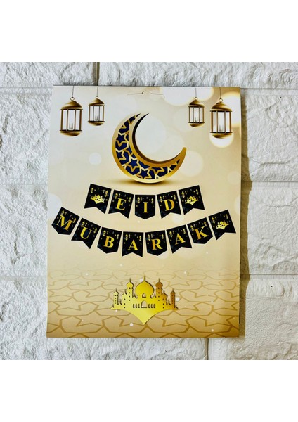 - Ramazan A Özel Eid Mubarak Yazılı Karton Flama
