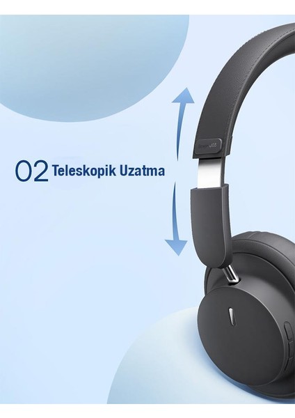 BT5.3V Premium Mikrofonlu Gürültü Engelleyici Kulaküstü Bluetooth Kulaklık, 40MM Polimer Diyafram