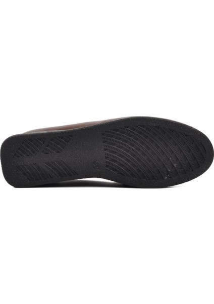 44280 Kahve Hakiki Deri Kadın Loafer Ayakkabı