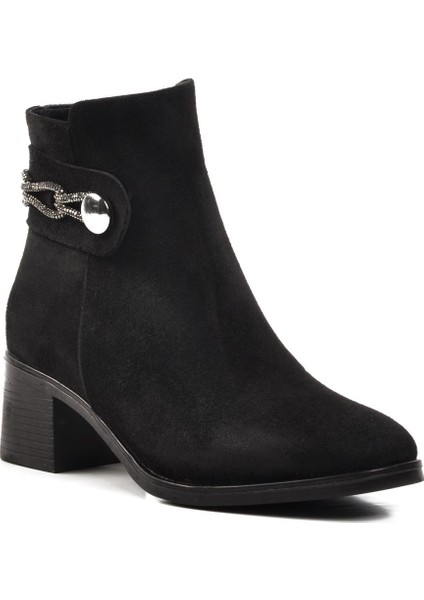 417534 Siyah Süet Içi Polarlı Kadın Topuklu Bot