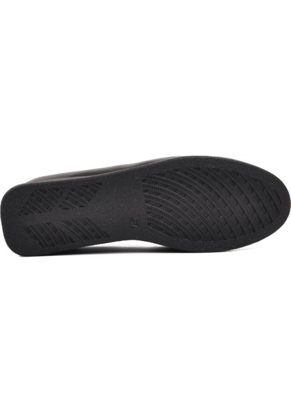 44278 Siyah Hakiki Deri Kadın Loafer Ayakkabı