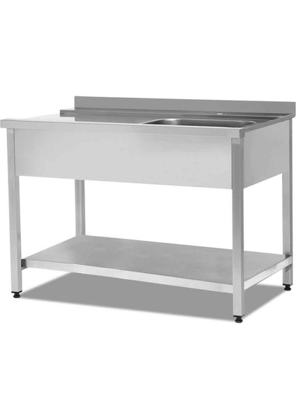 EMP.BYG.75120-1ET-R Bulaşık Makinesi Giriş Tezgahı Tek Evyeli Taban Raflı (Sağ)