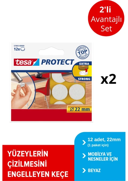 Zemin Koruyucu Keçe Daire Beyaz 22 mm 12 Adet x 2 Paket (Toplam 24 Keçe)