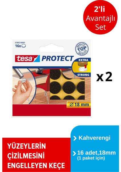 Zemin Koruyucu Keçe Daire Kahve 18 mm 16 Adet x 2 Paket (Toplam 32 Keçe)