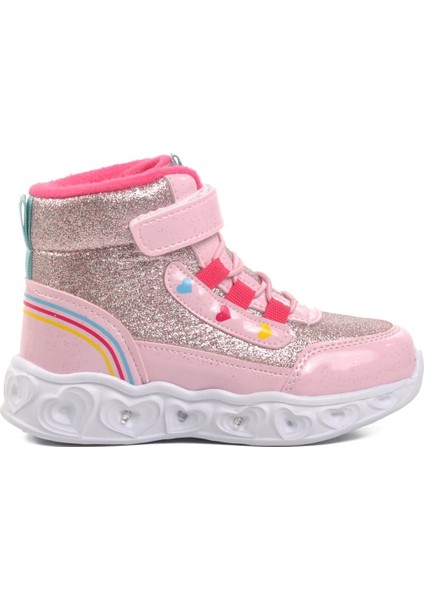 Kids-P Pudra Kalp Desenli Simli Kız Çocuk Sneaker Bot fiyatları