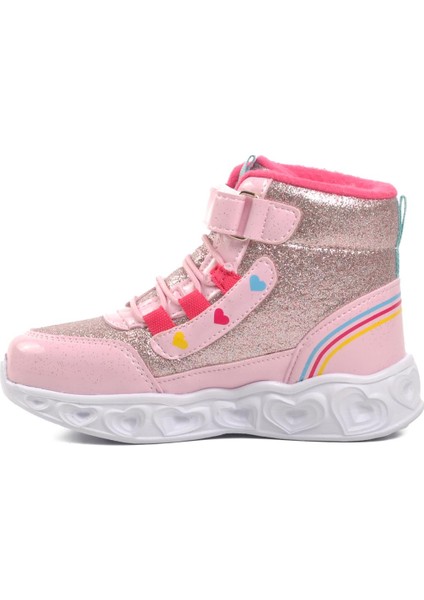 Kids-P Pudra Kalp Desenli Simli Kız Çocuk Sneaker Bot modelleri