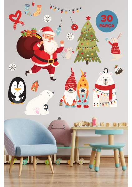 Sevimli Noel Baba ve Arkadaşları Çocuk Odası Sticker