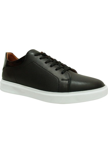 Siyah Beyaz Bağcıklı Jelli Anatomik Comfort Sneakers Ayakkabı