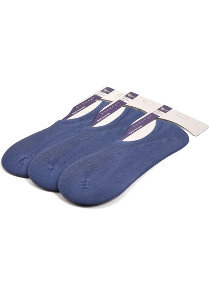24K005 Indigo Dikişsiz Kokulu Bambu 3'lü Babet Çorap