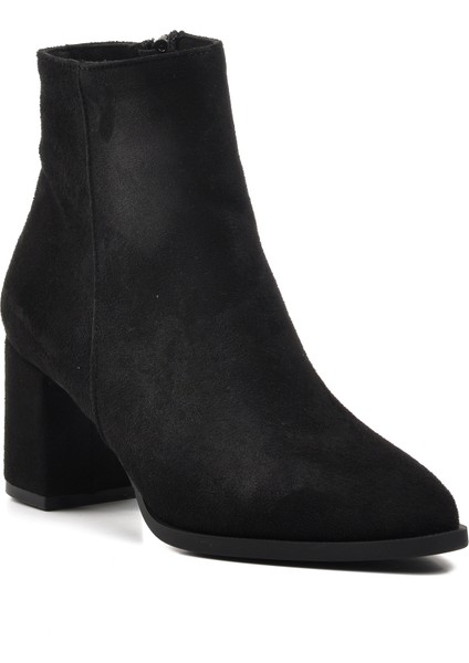 343072 Siyah Süet Kadın Topuklu Bot modelleri