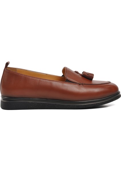 44278 Taba Deri Kadın Loafer Ayakkabı