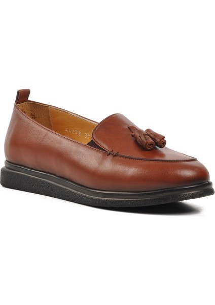 44278 Taba Deri Kadın Loafer Ayakkabı
