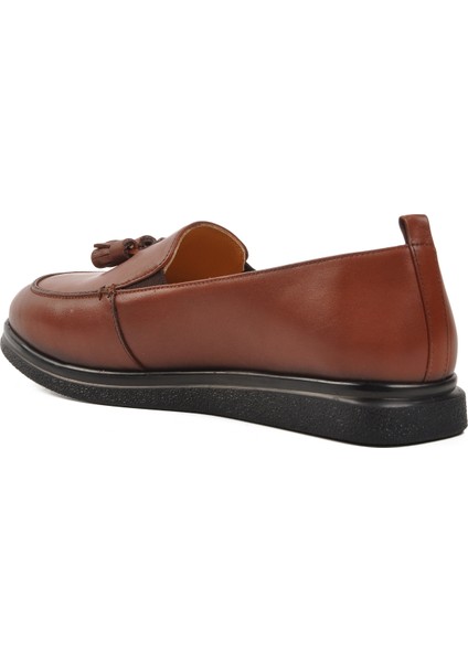 44278 Taba Deri Kadın Loafer Ayakkabı