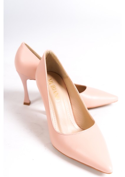 Hakiki Deri MB971-PD Kadın İnce 9 cm Topuklu Pudra Stiletto & Topuklu Ayakkabı fiyatları