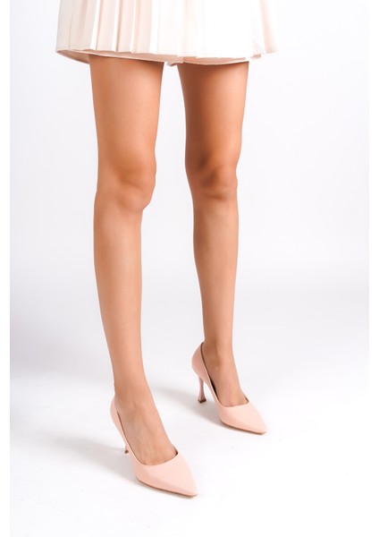 Hakiki Deri MB971-PD Kadın İnce 9 cm Topuklu Pudra Stiletto & Topuklu Ayakkabı modelleri